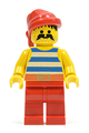 Pirate with a blue/white striped shirt, red legs, and a red bandana - pi076