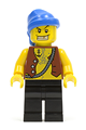 Pirate with Vest and Anchor Tattoo, Black Legs, Blue Bandana, Gold Tooth - pi084