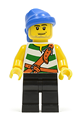 Pirate with green/white striped torso, black legs, blue bandana, smirk, and stubble beard - pi096