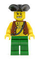 Pirate with Vest and Anchor Tattoo, Green Legs, Tricorne Hat - pi097