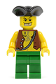 Pirate with vest and anchor tattoo, wearing a tricorne hat, and green legs - pi097
