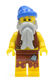 Pirate with a gray beard, wearing a blue bandana, vest, and sporting an anchor tattoo - pi100