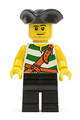 Pirate with green and white striped torso wearing a tricorne hat and black legs - pi106
