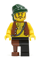 Pirate Vest and Anchor Tattoo, Black Leg and Peg Leg, Dark Green Bandana, Brown Moustache - pi110