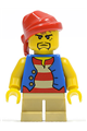 Pirate with Blue Vest, Tan Short Legs, Red Bandana, Black Beard - pi120