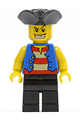 Pirate with blue vest, wearing a tricorne hat and black legs - pi127