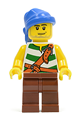 Pirate Green \ White Stripes, Reddish Brown Legs, Blue Bandana - pi133