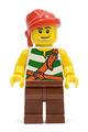 Pirate Green \ White Stripes, Reddish Brown Legs, Red Bandana - pi134