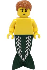 Merman Minifigure - Merman with dark orange hair - pi140