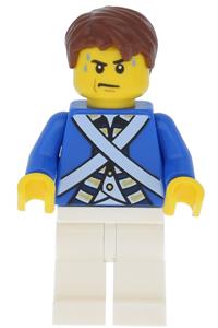 Bluecoat Soldier Minifigure - Bluecoat soldier 5 with sweat drops and reddish brown hair - pi173