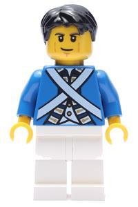 Bluecoat Soldier Minifigure - Bluecoat Soldier 6 with cheek lines and black hair - pi174