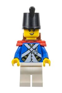 Imperial Soldier IV Minifigure - Female imperial soldier wearing a black shako hat with red epaulettes and a backpack - pi192