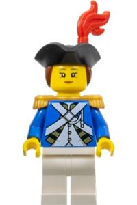 Imperial Soldier IV Officer - Female officer of Imperial Soldier IV with reddish brown hair, wearing a black tricorne with red plume and pearl gold epaulettes - pi194