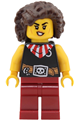 Female pirate with dark brown hair wearing a black top with a red and white striped bandana and dark red legs - pi200