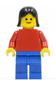 Plain Red Torso with Red Arms, Blue Legs, Black Female Hair - pln001
