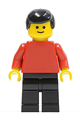 Plain Red Torso with Red Arms, Black Legs, Black Male Hair - pln002