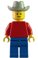 Plain Red Torso with Red Arms, Blue Legs, Light Gray Cowboy Hat - pln003