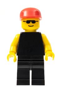 Plain Black Torso with Yellow Arms, Black Legs, Sunglasses, Red Cap pln005
