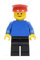 Plain Blue Torso with Blue Arms, Black Legs, Red Hat - pln009