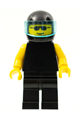 Plain Black Torso with Yellow Arms, Black Legs, Sunglasses, Black Helmet, Trans-Light Blue Visor - pln011