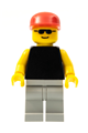 Plain Black Torso with Yellow Arms, Light Gray Legs, Sunglasses, Red Cap - pln012