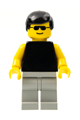 Plain Black Torso with Yellow Arms, Light Gray Legs, Sunglasses, Black Male Hair - pln013