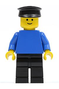 Male with Plain Blue Torso - Minifigure with a plain blue torso, blue arms, black legs, and a black hat - pln015