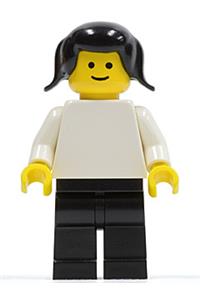 Plain White Torso with White Arms, Black Legs, Black Pigtails Hair pln019