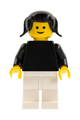 Plain Black Torso with Black Arms, White Legs, Black Pigtails Hair - pln022