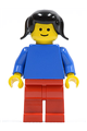 Plain Blue Torso with Blue Arms, Red Legs, Black Pigtails Hair - pln024