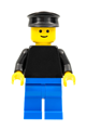 Plain Black Torso with Black Arms, Blue Legs, Black Hat - pln029