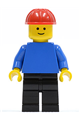 Plain Blue Torso with Blue Arms, Black Legs, Red Construction Helmet - pln037
