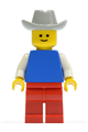 Plain Blue Torso with White Arms, Red Legs, Light Gray Cowboy Hat - pln039