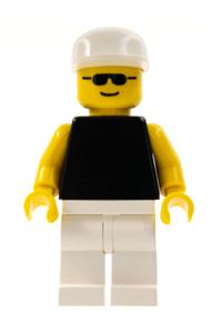 Plain Black Torso with Yellow Arms, White Legs, White Cap, Sunglasses pln041