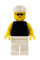 Plain Black Torso with Yellow Arms, White Legs, White Cap, Sunglasses - pln041