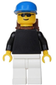Plain Black Torso with Black Arms, White Legs, Sunglasses, Blue Cap, Backpack - pln045