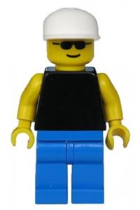 Plain Black Torso with Yellow Arms, Blue Legs, Sunglasses, White Cap pln048