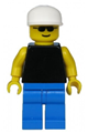 Plain Black Torso with Yellow Arms, Blue Legs, Sunglasses, White Cap - pln048