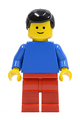 Plain Blue Torso with Blue Arms, Red Legs, Black Male Hair - pln059