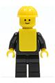 Plain Black Torso with Black Arms, Black Legs, Yellow Construction Helmet, Yellow Vest - pln063