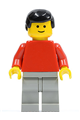 Plain Red Torso with Red Arms, Light Gray Legs, Black Male Hair - pln066