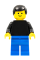 Plain Black Torso with Black Arms, Blue Legs, Black Male Hair - pln067