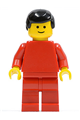 Plain Red Torso with Red Arms, Red Legs, Black Male Hair - pln071