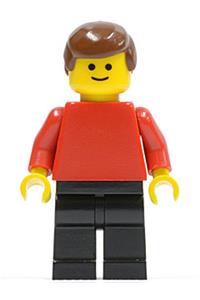 Plain Red Torso with Red Arms, Black Legs, Brown Male Hair pln073