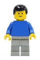 Plain Blue Torso with Blue Arms, Light Gray Legs, Black Male Hair - pln074