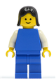 Plain Blue Torso with White Arms, Blue Legs, Black Female Hair - pln075