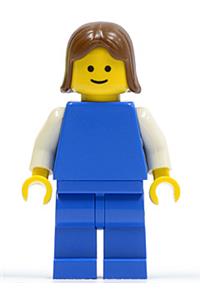 Plain Blue Torso with White Arms, Blue Legs, Brown Female Hair pln077