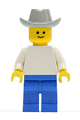 Plain White Torso with White Arms, Blue Legs, Light Gray Cowboy Hat - pln078