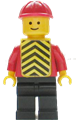 Plain Red Torso with Red Arms, Black Legs, Red Construction Helmet, Yellow Chevron Vest - pln079