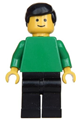 Plain Green Torso with Green Arms, Black Legs, Black Male Hair - pln091